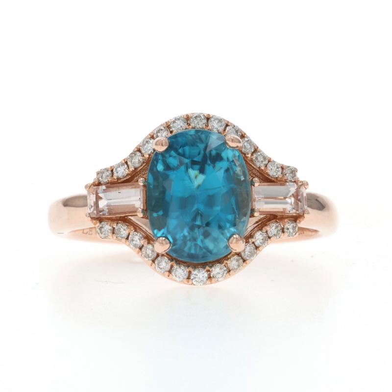 Le Vian Anello di diamanti con zircone blu e morganite rosa in oro 14k ovale da 2,54 ct. in vendita