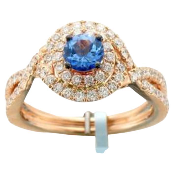 Le Vian Bridal Ring Featuring Ocean Blue Topaz Chocolate Diamonds For Sale