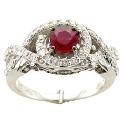 Le Vian Bridal Ring Featuring Passion Ruby Vanilla Diamonds, Chocolate Diamonds