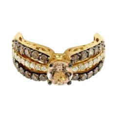 Le Vian Brautring mit pfirsichfarbenem Morganit und schokoladenbraunen Diamanten, Vanilla