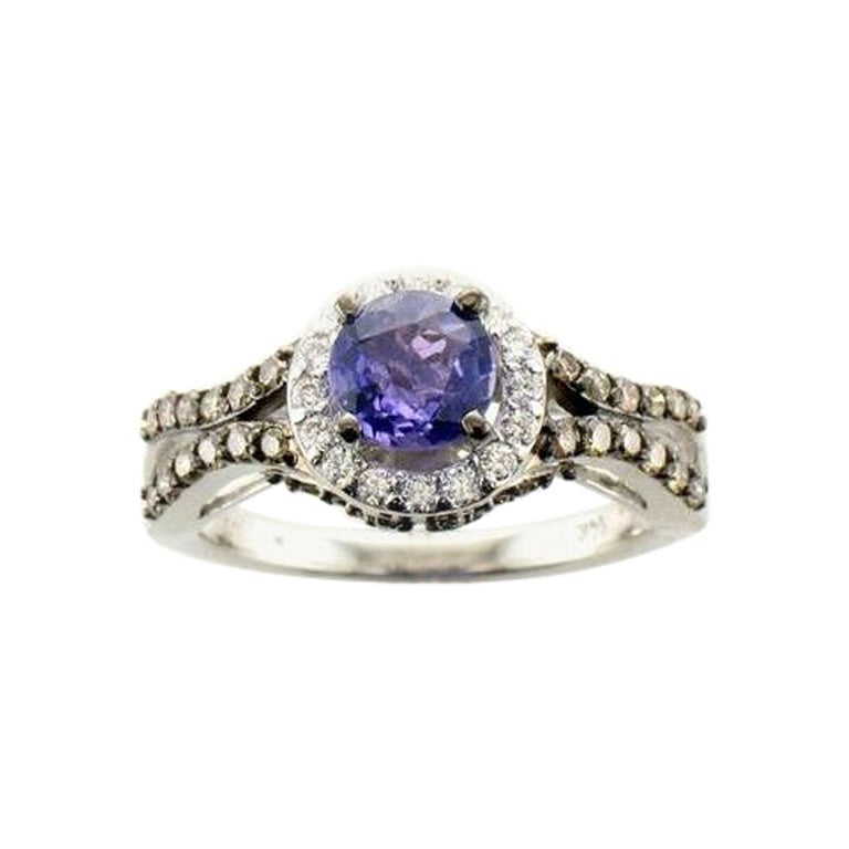 Anello nuziale Le Vian con zaffiro viola e diamanti al cioccolato, Vaniglia in vendita