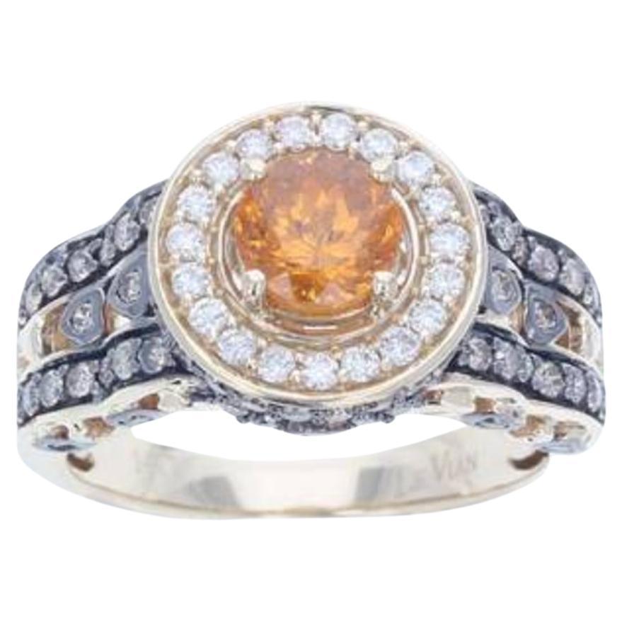 Le Vian Bridal Ring Featuring Spessartite Vanilla Diamonds, Chocolate Diamond For Sale