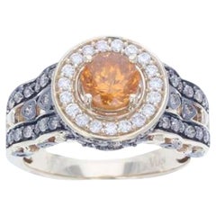Le Vian Bridal Ring Featuring Spessartite Vanilla Diamonds, Chocolate Diamond