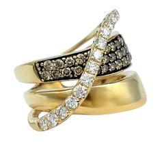 Le Vian Brown & White Diamond Crossover Sculptural Band Ring in 14K Yellow Gold