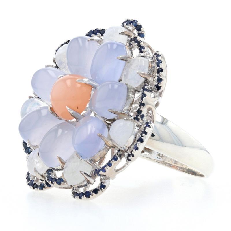 Le Vian Carlo Viani Moonstone Chalcedony Sapphire Flower Halo Ring-925 17.45ctw 3