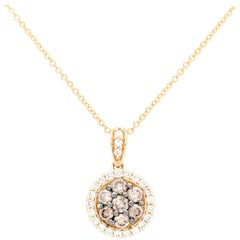 Le Vian Champagne Diamond Halo Pendant Necklace .50 Carat in 14 Karat Gold
