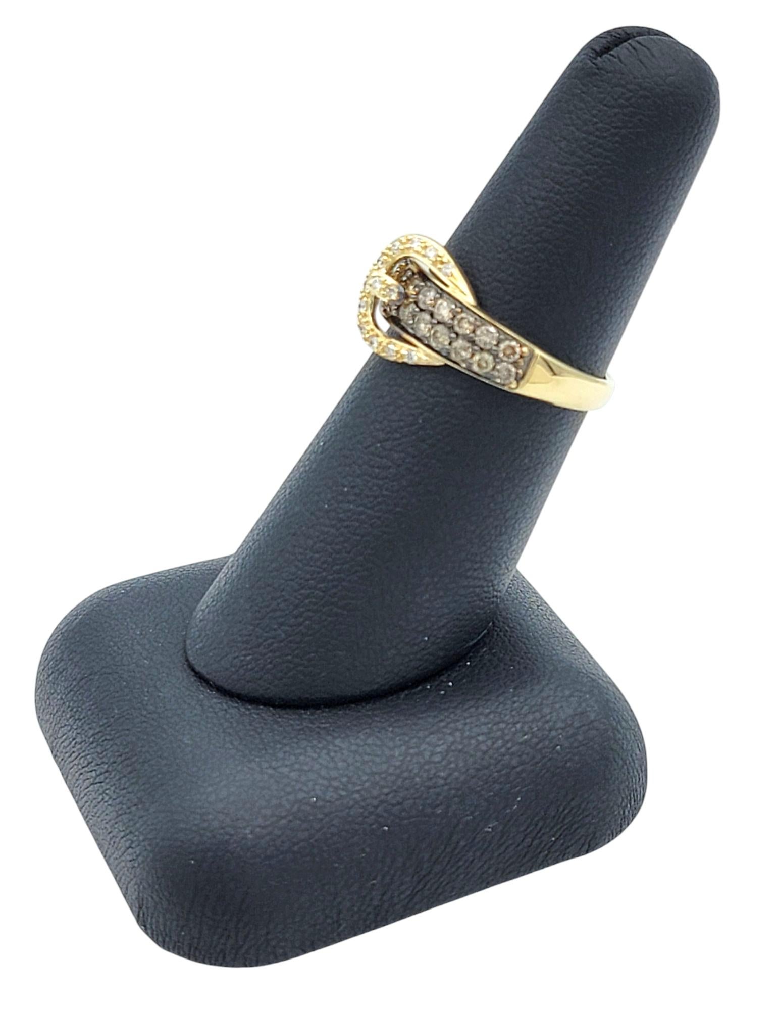 Le Vian Chocolate and White Diamond Belt Buckle Band Ring in 14K Yellow Gold For Sale 6