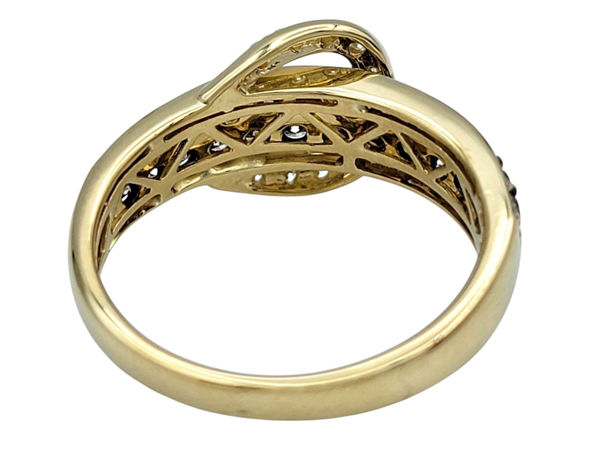 Women's Le Vian Chocolate and White Diamond Belt Buckle Band Ring in 14K Yellow Gold For Sale