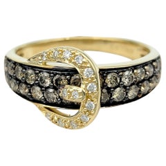 Le Vian Chocolate and White Diamond Belt Buckle Band Ring in 14K Yellow Gold