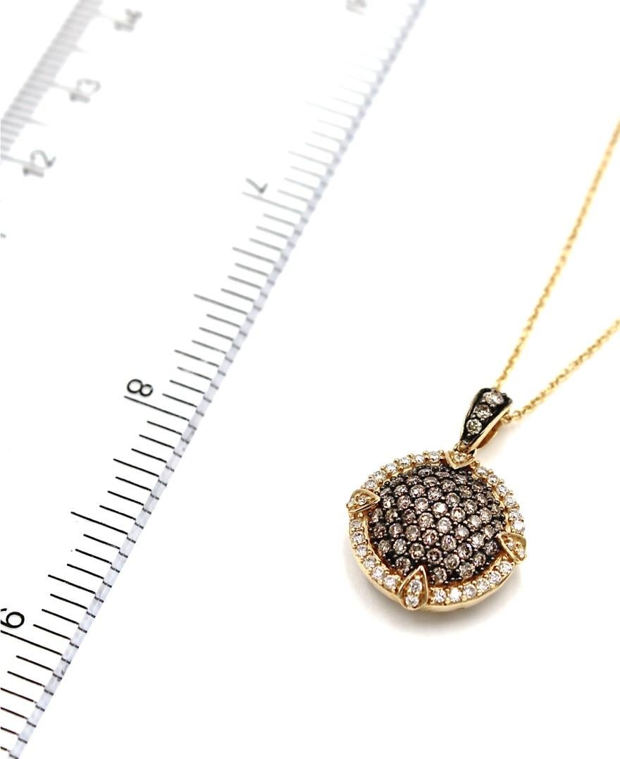 Le Vian 14K yellow gold necklace with white and chocolate brown diamonds totaling 0.87 carats.

* Length: 18 inches
* G/H color, VS2/SI1 clarity