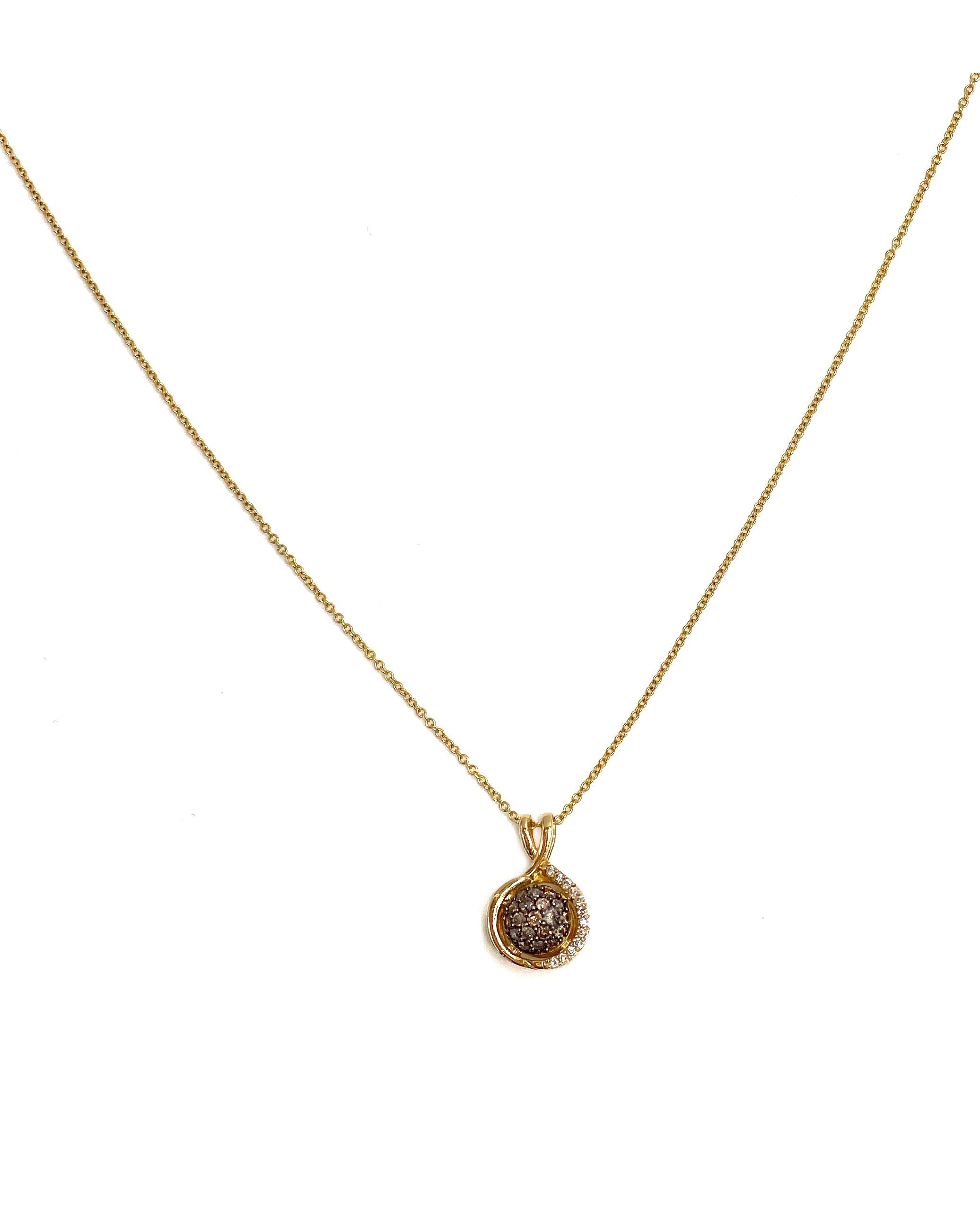 Le Vian 14k yellow gold necklace with white and chocolate diamonds totaling 0.27 carats.

* 18 inches long