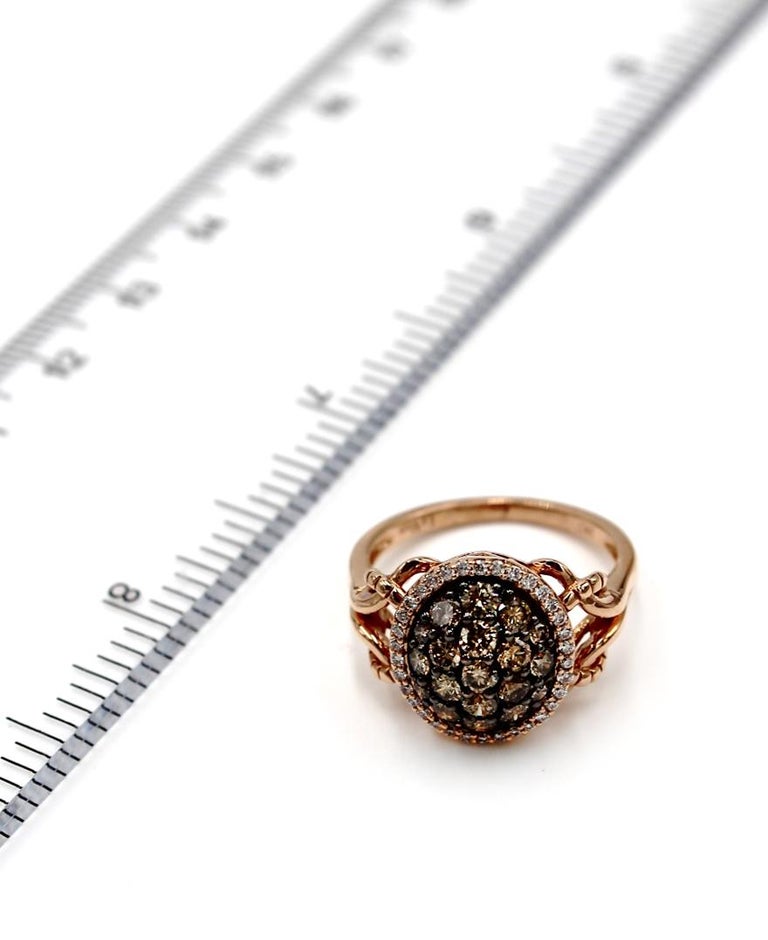 Le Vian Chocolate Diamond Ring in 14K Pink Gold In New Condition For Sale In Old Tappan, NJ
