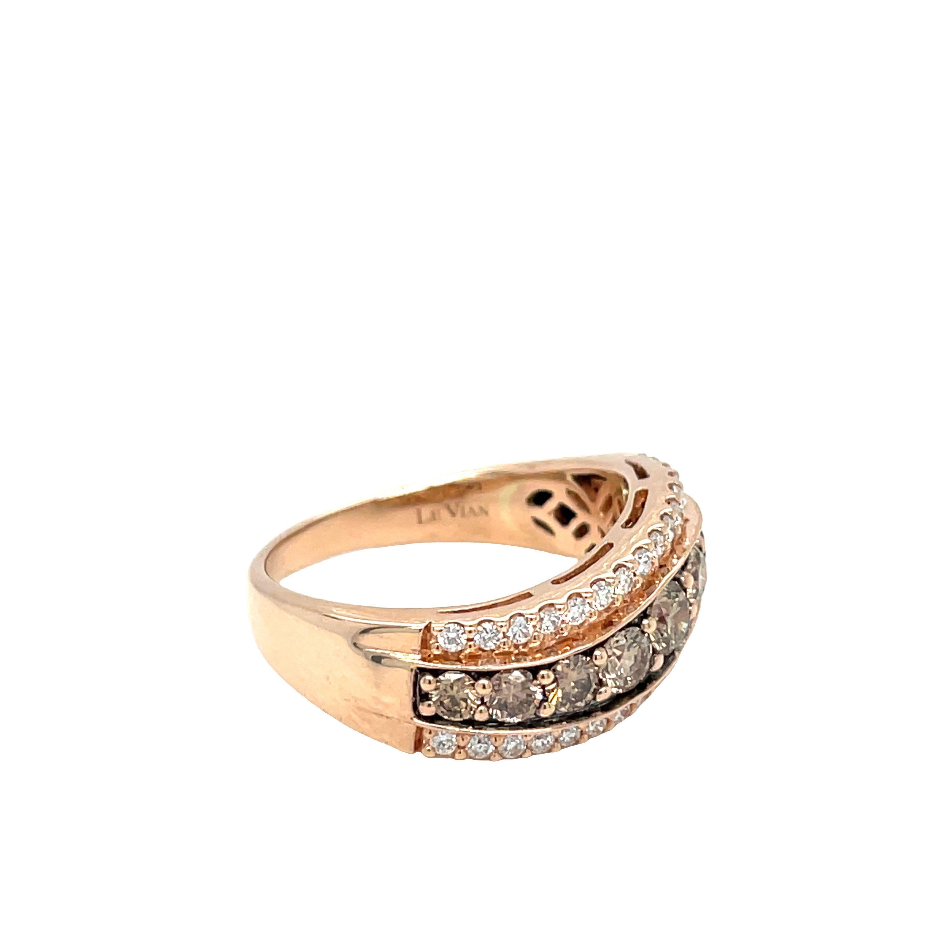 Contemporary Le Vian Chocolate Diamond Wave Ring in 14k Rose Gold For Sale
