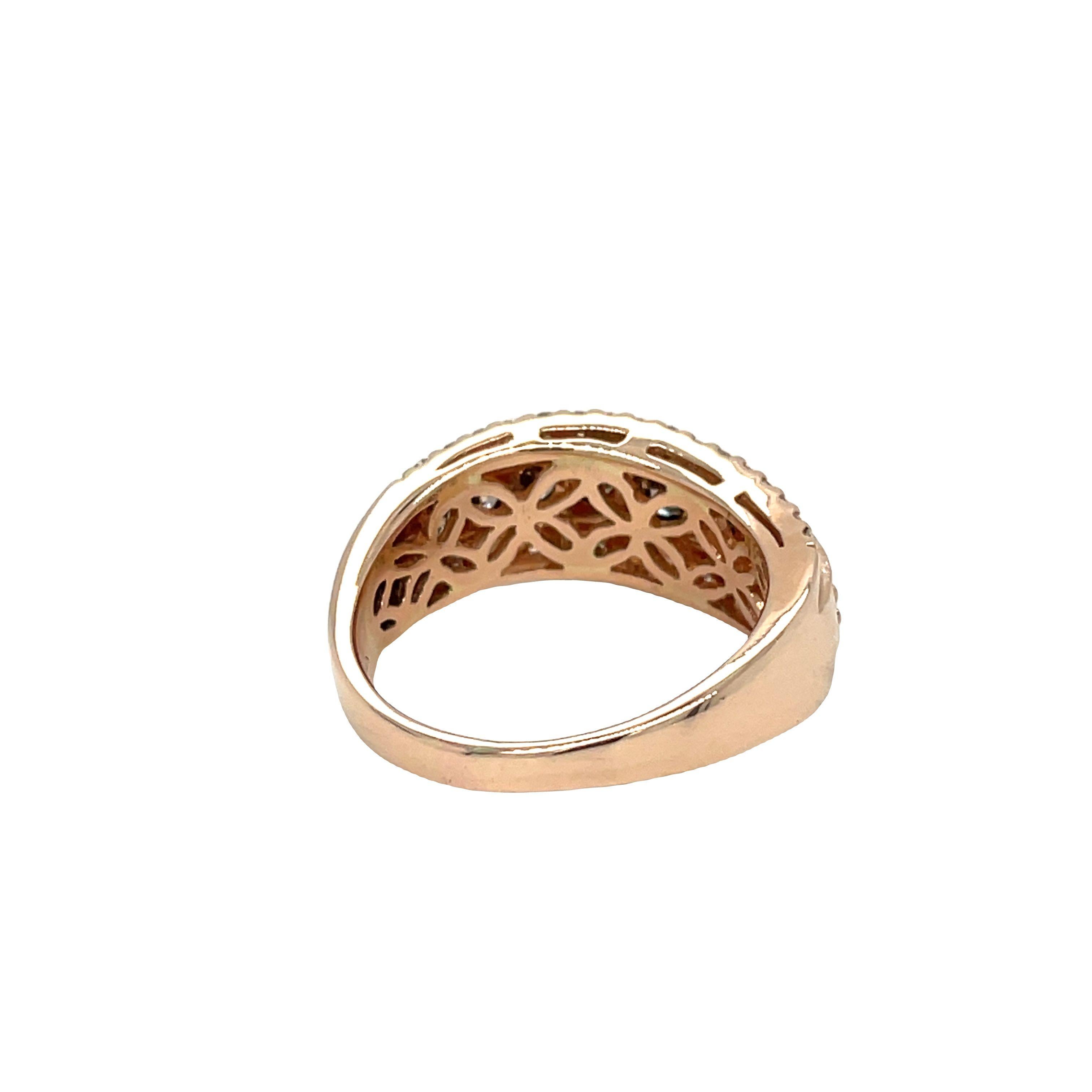 Round Cut Le Vian Chocolate Diamond Wave Ring in 14k Rose Gold For Sale