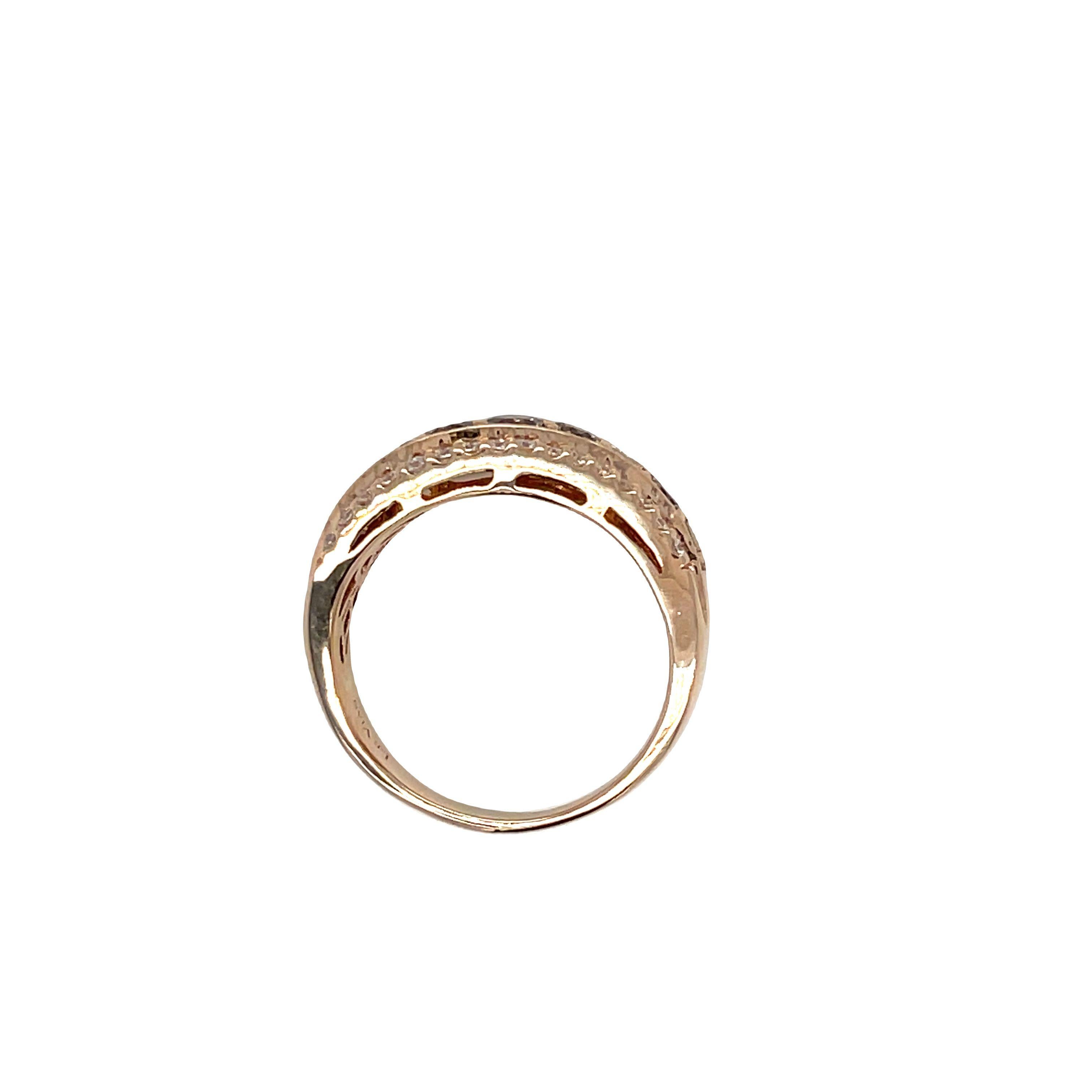 Women's or Men's Le Vian Chocolate Diamond Wave Ring in 14k Rose Gold For Sale