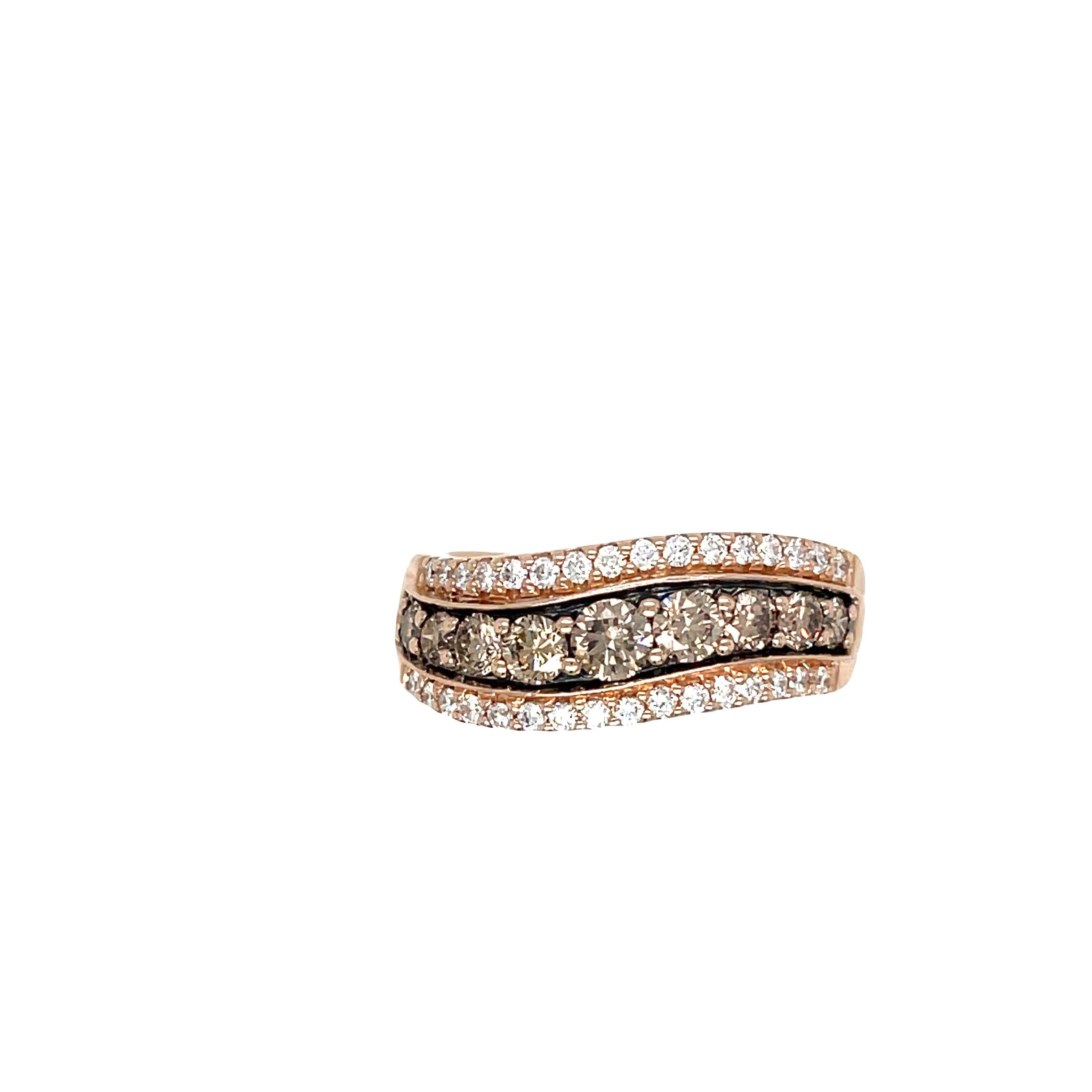 Le Vian Chocolate Diamond Wave Ring in 14k Rose Gold For Sale 1