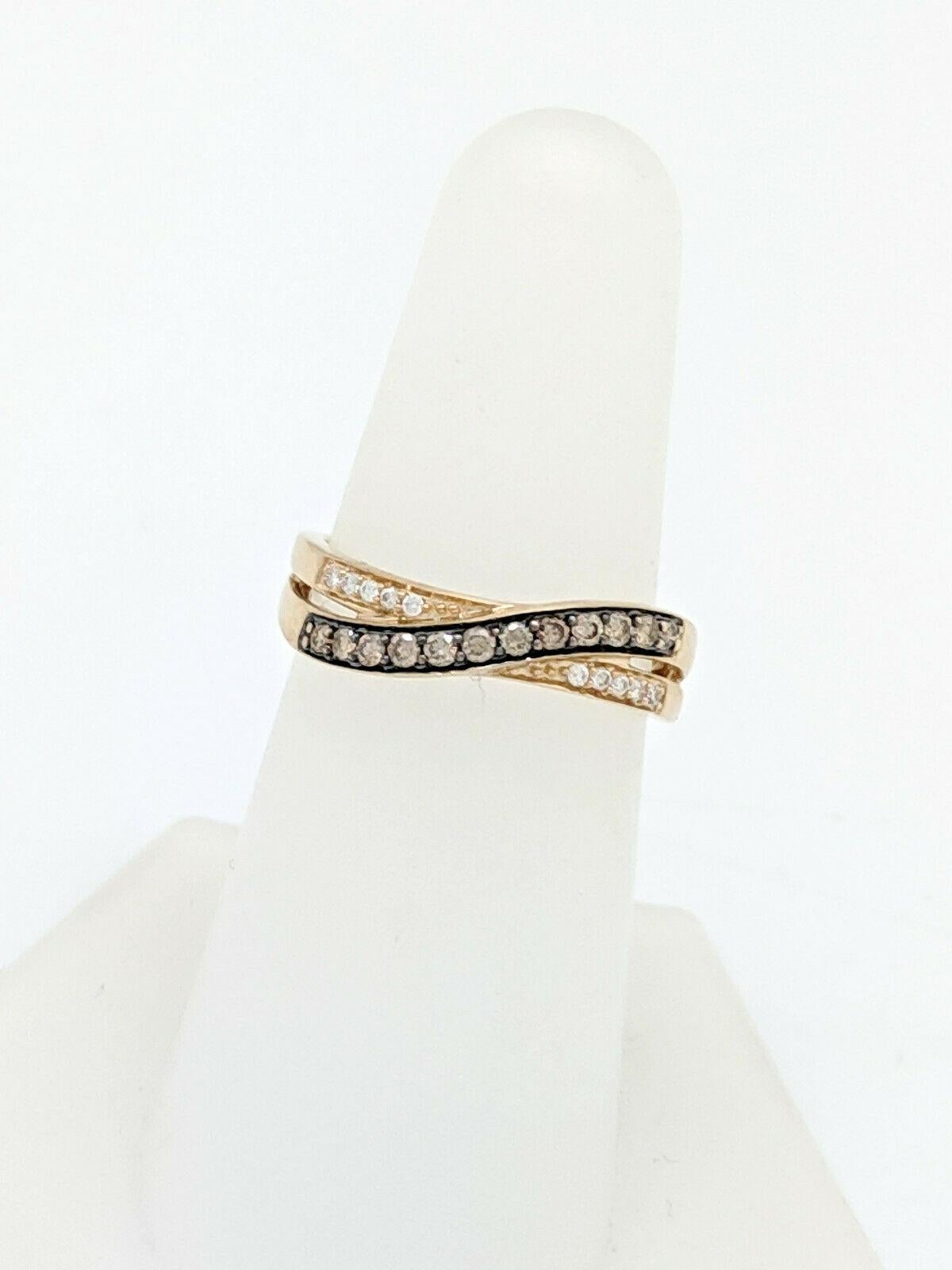 Contemporary Le Vian Chocolate and White Diamonds Overlay Band 14 Karat Honey Gold For Sale