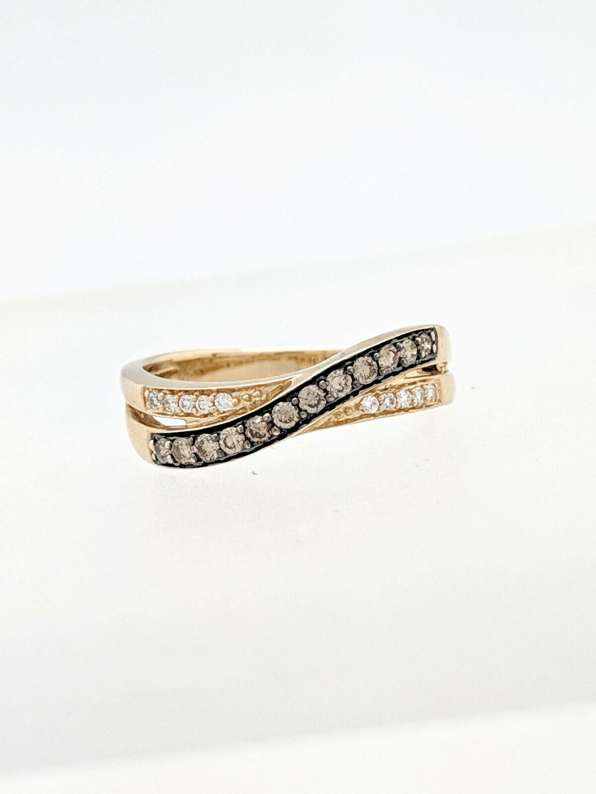 Women's Le Vian Chocolate and White Diamonds Overlay Band 14 Karat Honey Gold For Sale