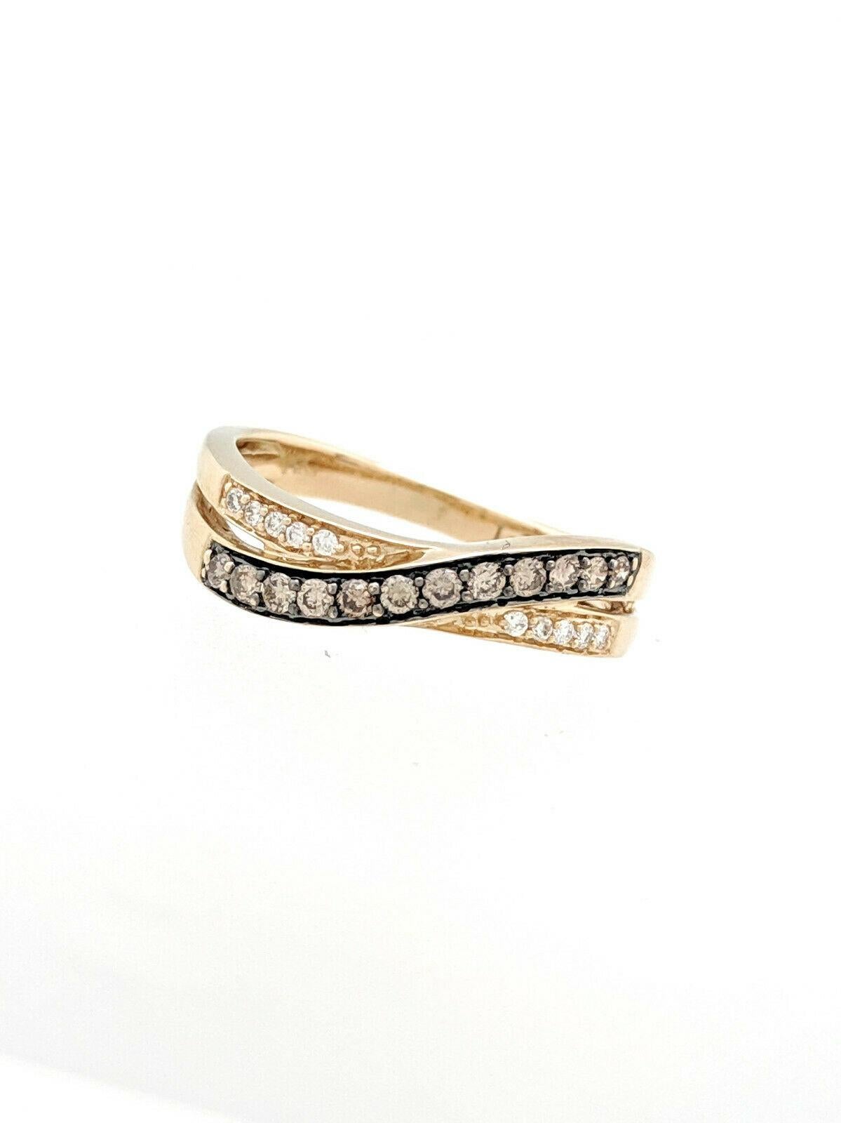 Le Vian Chocolate and White Diamonds Overlay Band 14 Karat Honey Gold For Sale 1