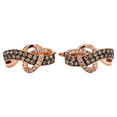 Le Vian Chocolatier Chocolate & Vanilla Diamond Swirl Earrings in 14K Rose Gold 