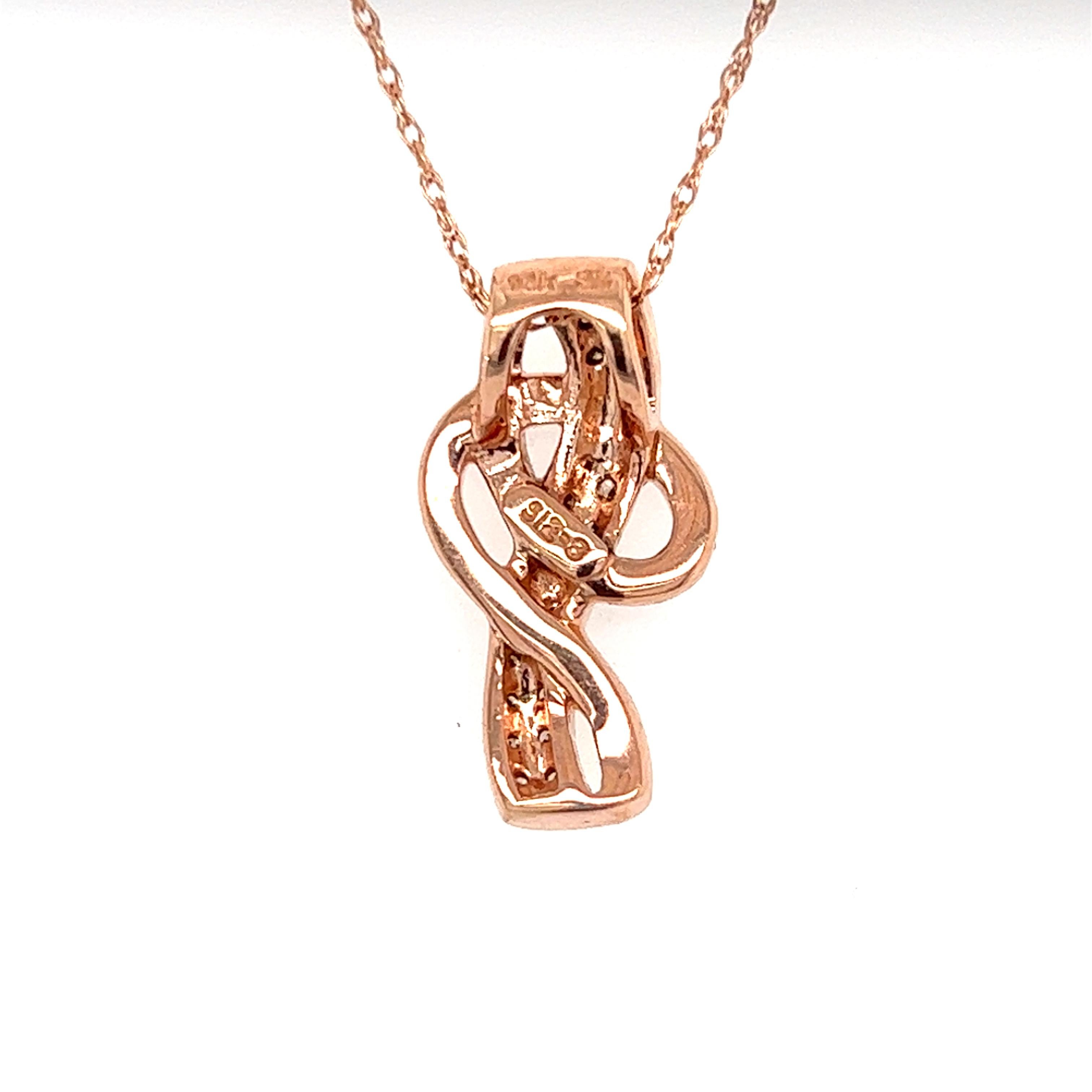 One (1) 14 karat rose gold chocolate and vanilla diamond swirl necklace pendant by Le Vian featuring fourteen (14) round brilliant-cut white diamonds being of the H-I color grade range and of the SI2-I1 clarity grade range and featuring twenty-four