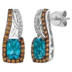 Boucles d'oreilles Le Vian Chocolatier avec topaze bleue et diamants chocolat