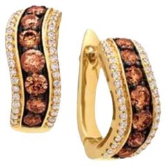 Boucles d'oreilles Le Vian Chocolatier ornées de diamants chocolat et de diamants Vanilla