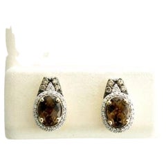 Boucles d'oreilles Le Vian Chocolatier avec quartz chocolat et diamants 