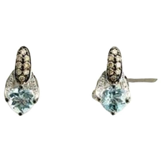 Le Vian Chocolatier Earrings Featuring Sea Blue Aquamarine Chocolate Diamonds For Sale