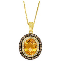 Le Vian Chocolatier Pendant Citrine, Chocolate/Vanilla Diamonds 14K Honey Gold