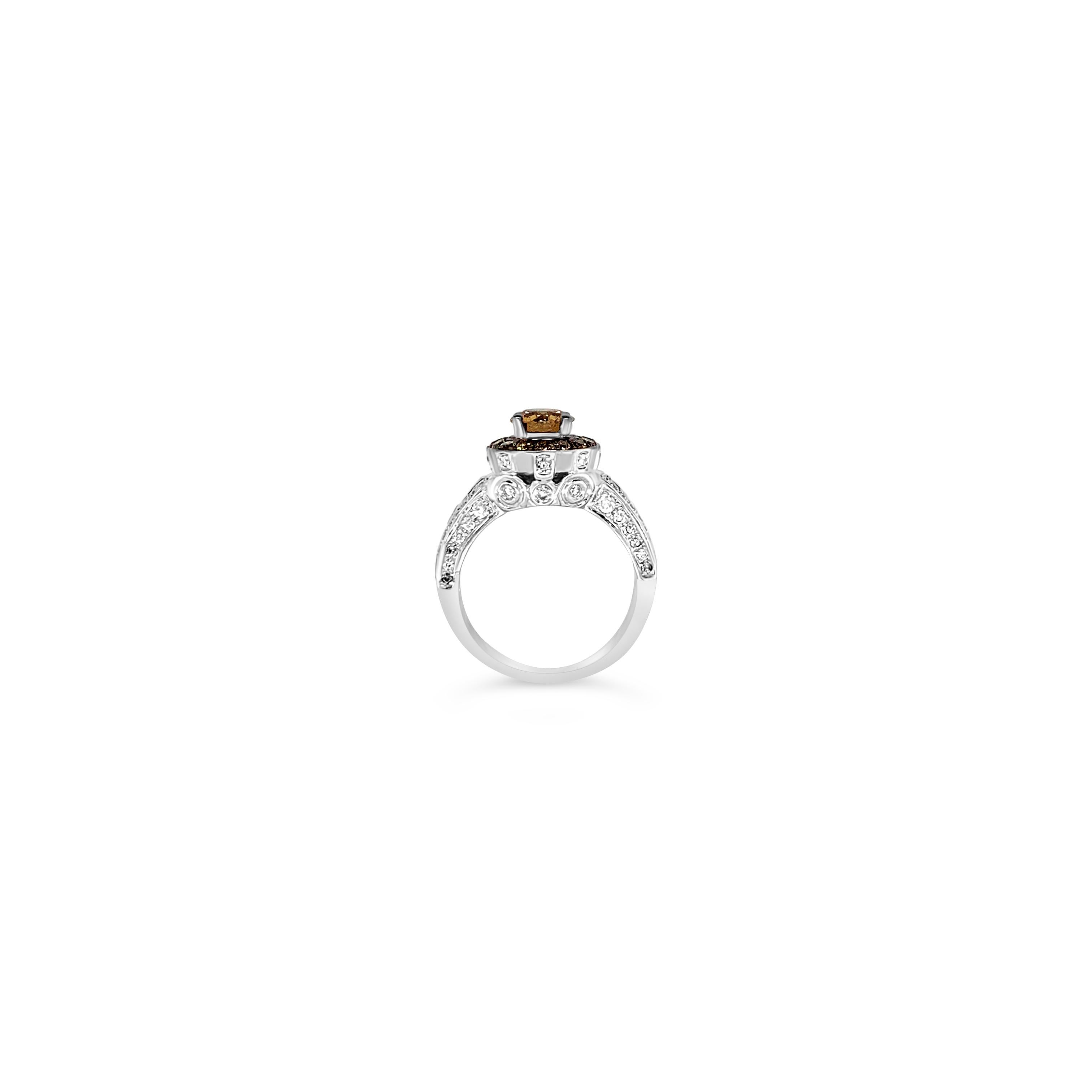 Le Vian Chocolatier® Ring featuring .72 cts. Chocolate Diamonds®, .39 cts. Vanilla Diamonds® set in 14K Vanilla Gold®

Diamonds Breakdown:
.72 cts Brown Diamonds
.39 cts White Diamonds

Gems Breakdown:
None

Ring may or may not be sizable, please