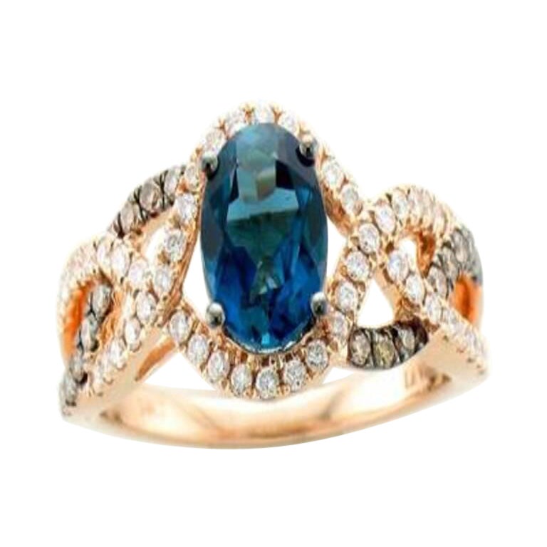 Anillo Le Vian Chocolatier con Topacio Azul Marino Diamantes de Chocolate