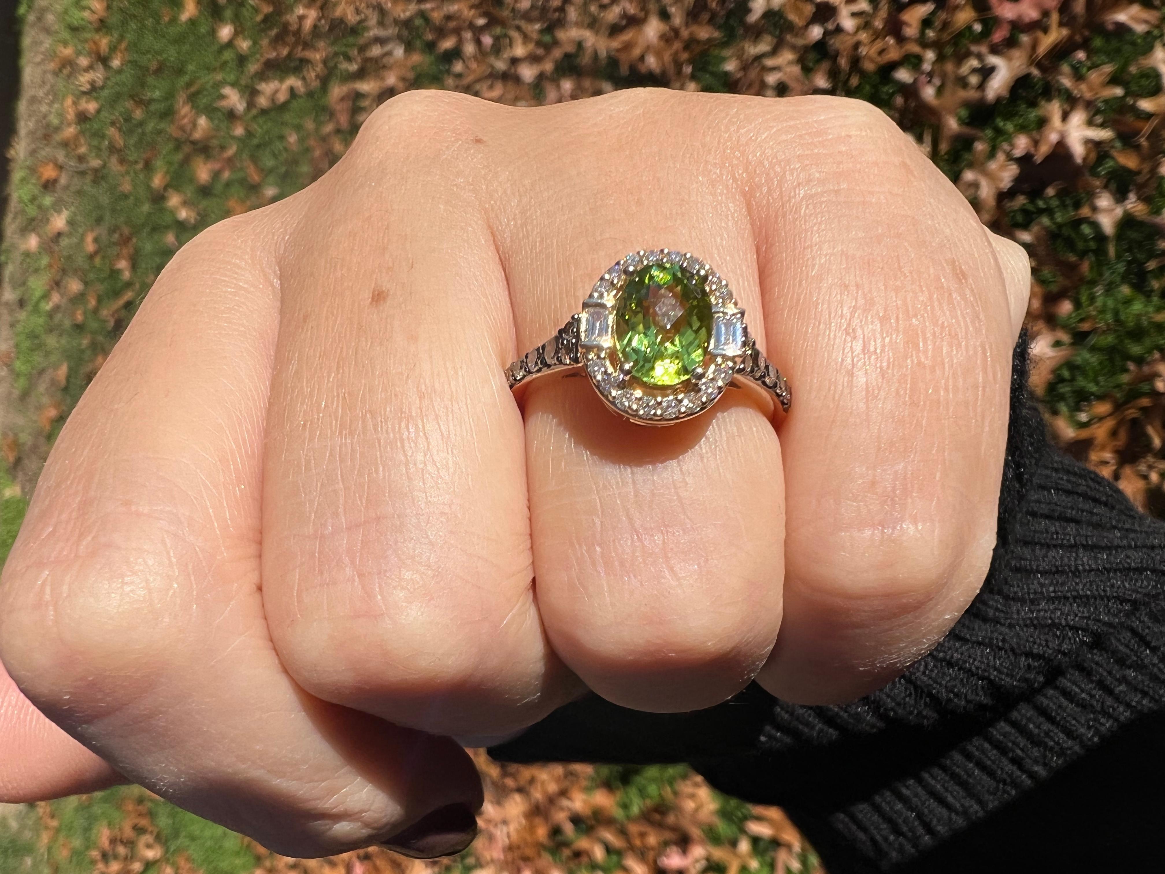 Women's Le Vian Chocolatier Ring Featuring Green Apple Peridot Chocolate Diamonds For Sale