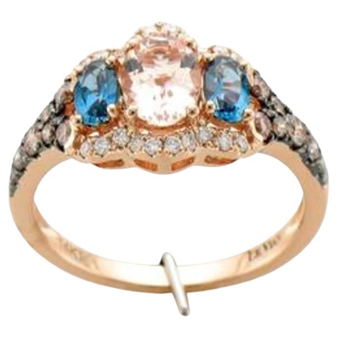 Le Vian Chocolatier Ring Featuring Peach Morganite, Deep Sea Blue Topaz For Sale