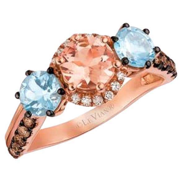 Le Vian Ring Featuring 2 Cts. Peach Morganite, 1/8 Cts. Sea Blue ...