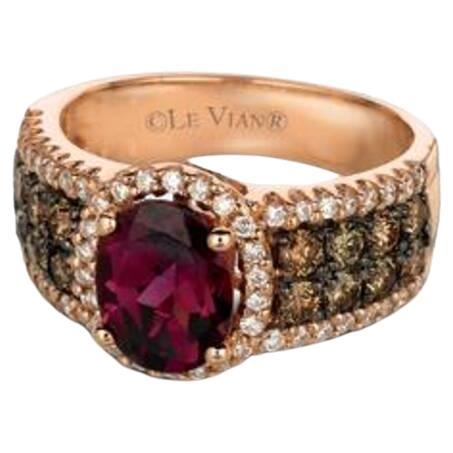 Le Vian Chocolatier Ring Featuring Raspberry Rhodolite Chocolate Diamonds For Sale