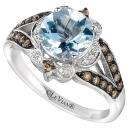Le Vian Chocolatier Ring Featuring Sea Blue Aquamarine Chocolate Diamonds For Sale