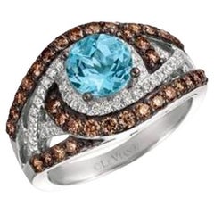Le Vian Chocolatier Ring featuring Sea Blue Aquamarine Chocolate Diamonds , V