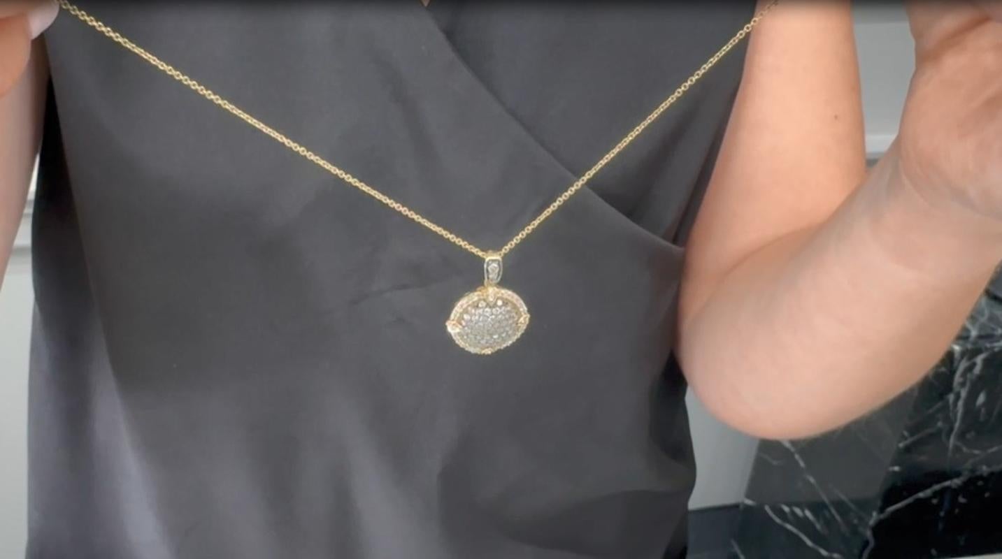 Round Cut Le Vian Circle Pendant Necklace with Chocolate Diamonds in 14K Yellow Gold For Sale