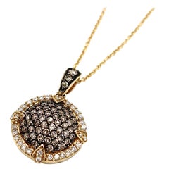 Collar Colgante Halo Circular de Diamantes Chocolate Le Vian de Oro Amarillo de 14 K