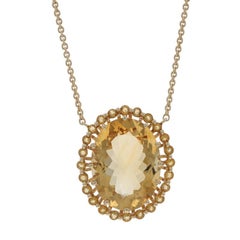 Le Vian Citrine Citrines Halo Necklace 16" - Yellow Gold 14k Oval 15.06ctw