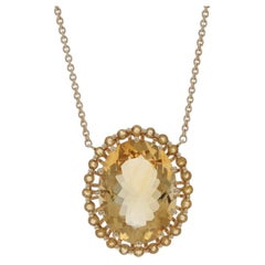 Le Vian Citrine Citrines Halo Necklace 16" - Yellow Gold 14k Oval 15.06ctw