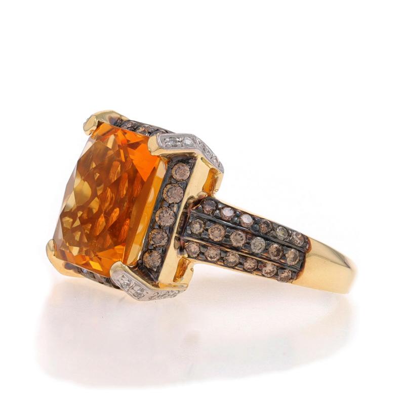 Le Vian Citrine & Diamond Halo Ring Yellow Gold 14k Emerald Checkerboard 6.61ctw In Excellent Condition For Sale In Greensboro, NC