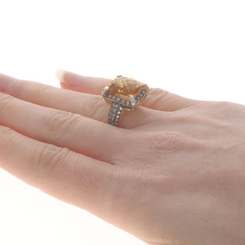 Women's Le Vian Citrine & Diamond Halo Ring Yellow Gold 14k Emerald Checkerboard 6.61ctw For Sale