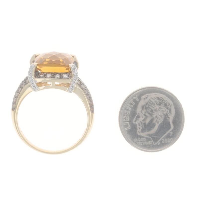 Le Vian Citrine & Diamond Halo Ring Yellow Gold 14k Emerald Checkerboard 6.61ctw For Sale 1