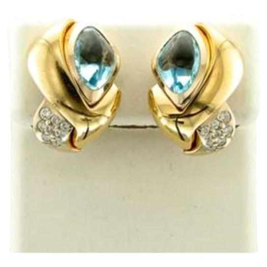 Le Vian Couture Earrings Featuring Sea Blue Aquamarine Vanilla Diamonds Set For Sale