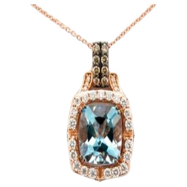 Ciondolo Le Vian Couture con acquamarina blu mare e diamanti vaniglia, cioccolato.