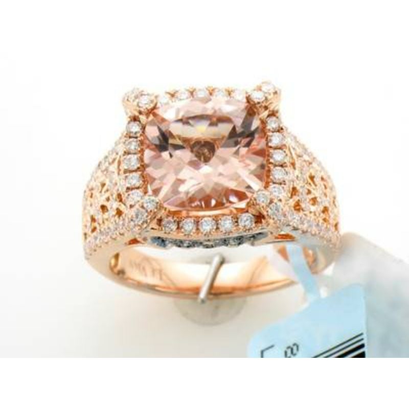 Le Vian Couture Bague avec diamant de 2 7/8 carats Morganite pêche, 7/8 carats en vente