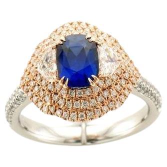 Le Vian Couture Ring Featuring Blueberry Sapphire Vanilla Diamonds Set in P18 For Sale