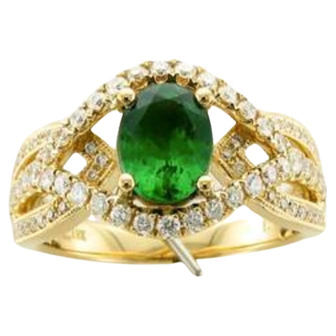 Le Vian Couture Ring Featuring Forest Green Tsavorite Vanilla Diamonds Set For Sale
